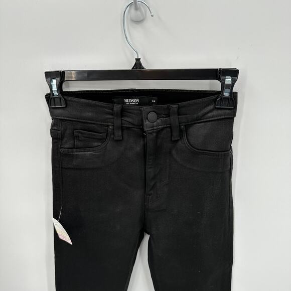 Hudson Jeans NWT Barbara High Waisted Super Skinny Coated Black Jeans // 24 - Picture 5 of 13
